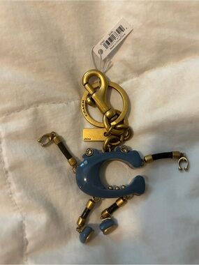 Coach Blue and Gold 'C' Charm Keychain